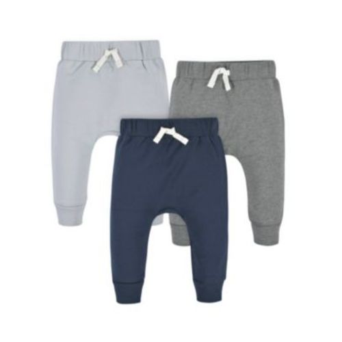 Baby Boys Baby Navy and Grey Premium Joggers, 3-Pack