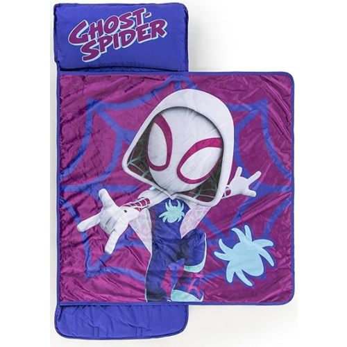 Jay Franco Kids Nap Mat with Embedded Pillow & Blanket – Soft 46"x20" Microfiber Sleeping Bag with Name Tag & Handle for School, Travel, Sleepover