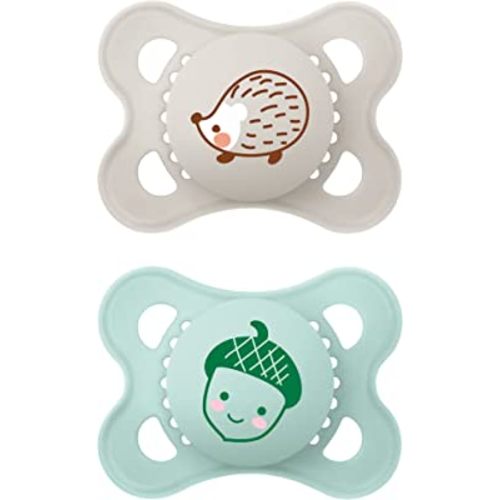 MAM Original Matte Baby Pacifier, Nipple Shape Helps Promote Healthy Oral Development, Sterilizer Case, 0-6 Months, Unisex, 2 Count (Pack of 1)