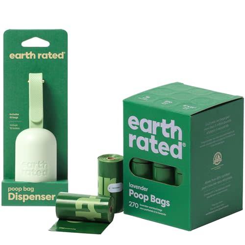 Earth Rated Perfect Dog-Walking Bundle - Includes 1 Poop Bag Dispenser and 270 Leak-Proof Extra Thick Waste Bags, Lavender-Scented