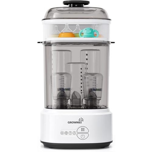 GROWNSY Bottle Sterilizer and Dryer, Compact Electric Steam Baby Bottle Sterilizer (Esterilizador de Biberones), Bottle Sanitizer for Baby Bottles, Pacifiers, Pump Parts