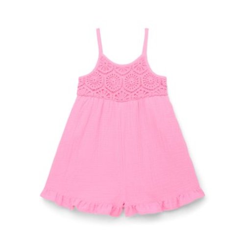 Wonder Nation Toddler Girls Cotton Sleeveless Romper with Ruffle Hem, Sizes 12M-5T