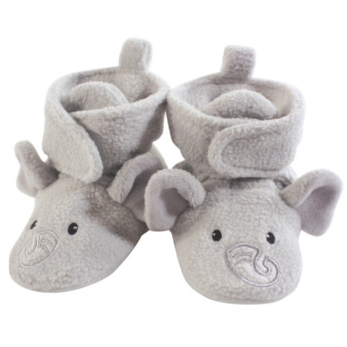 Hudson Baby Cozy Fleece Booties, Neutral Elephant (0-6M)