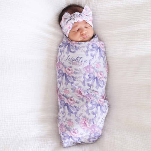 (Brooklyn) Lavender Personalized Swaddle Blanket