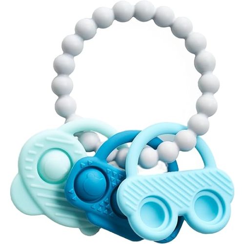 Teething Toys 3-12 Months, Baby Teethers, BPA Free Soft and Textured Silicone Teethers for Babies Blue