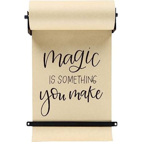 Rettel Roller Kraft Paper Roll Display, Wall Decor, Kitchen Decor, House Decor, Art Wall Mount - (1) Kraft Paper Roll Included (24 Inch, Black)