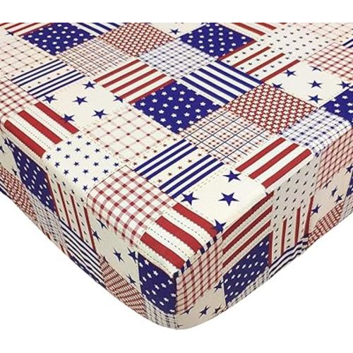 Brandream Baby Boys Fitted Crib Sheets Navy Beige Crib Sheets with American Flag Star Print, Sheet for Baby/Infant/Toddler/Newborn Standard Size Crib Mattress 100% Cotton