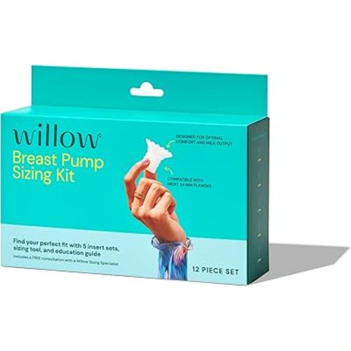 Willow - Breast Pump Sizing Kit - Flange Sizing Kit - Use w/Willow Go, Willow Wave, or Most 24mm Flanges - Includes 13mm, 15mm, 17mm, 19mm, and 21mm Inserts- Breastfeeding Essentials for Postpartum