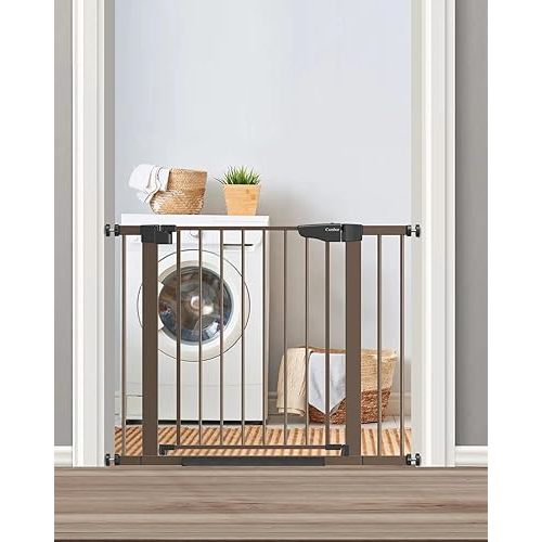 Cumbor 29.7-40.6" Baby Gate for Stairs, Mom's Choice Awards Winner-Dog Gate for Doorways, Pressure Mounted Self Closing Pet Gates for Dogs Indoor, Durable Safety Child Gate with Easy Walk Thru Door