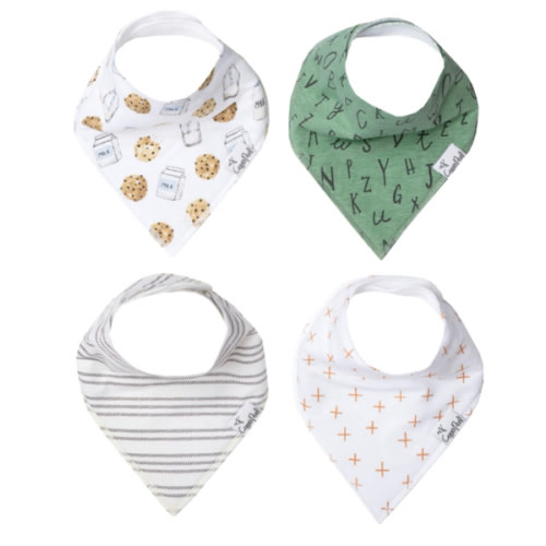 Copper Pearl 4 Pack Soft Cotton Baby Bibs for Drooling and Teething, Absorbent Drool Bibs for Baby Girl and Boy, Adjustable to Fit Newborns to Toddlers, Tons of Styles (Chip)