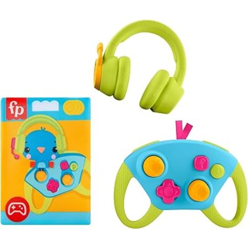 Fisher-Price Newborn Toys Level-Up Little Gamer Gift Set, Baby Rattle Teether & Crinkle Activities for Infants Ages 3+ Months