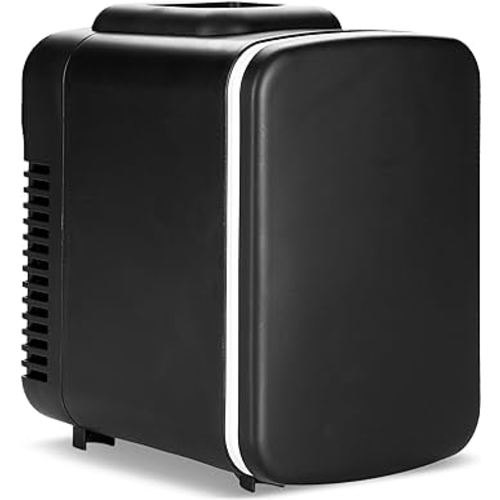 Simple Deluxe Mini Fridge, 4L/6 Can Portable Cooler & Warmer Freon-Free Small Refrigerator Provide Compact Storage for Skincare, Beverage, Food, Cosmetics, Black