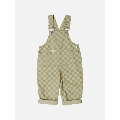 CECILE OLIVE CHECK DUNGAREE