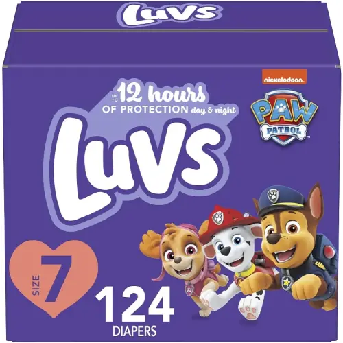 Luvs Diapers - Size 7, 124 Count, Paw Patrol Disposable Baby Diapers