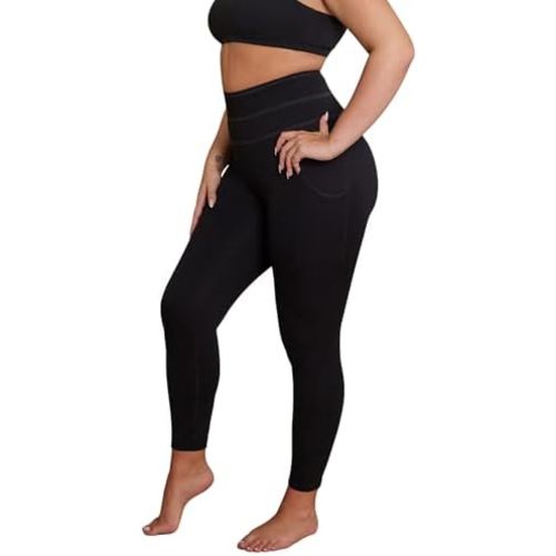 AKARA Postpartum Tummy Control Leggings for Women – No Roll Down Leggings – Two Pockets Three Tier High Waist Band Yoga Pants