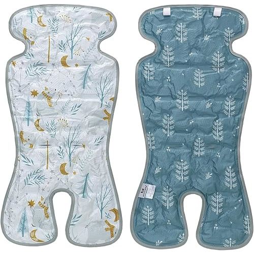 Miracle Baby Gel Car Seat Cooler Pad, Double Sides Universal Stroller Ice Cushion Cooler Mat, Summer Cooling Seat Liner Suitable for Baby Dining Chair, Child Safety Seat, One Pack (Bear + Leaves)