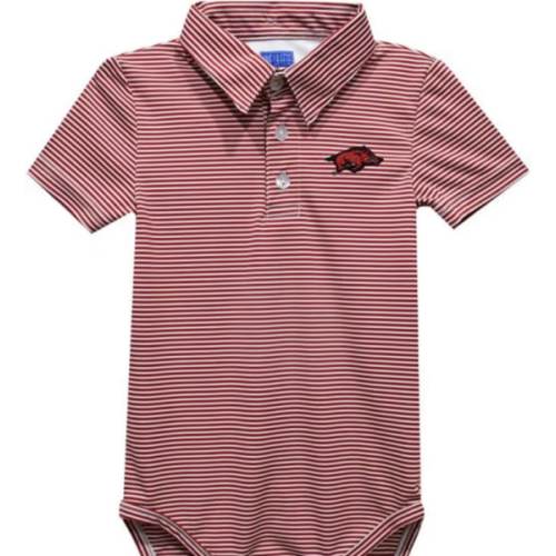 Vive La Fete Arkansas Razorbacks Baby Red Pencil Stripe Polo Romper - 16160610
