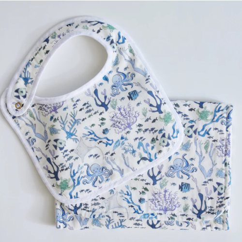 Coral Reef Bib & Burp Cloth Set - Back in stock!