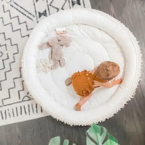 Finn and Emma Round Macrame Play Mat | Modern Nursery™