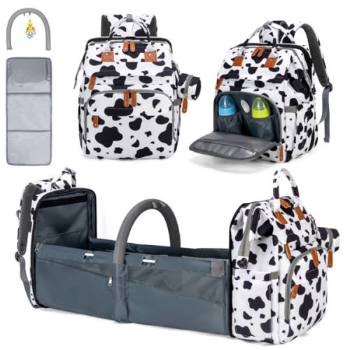 KABAQOO Diaper Bag Backpack with Detachable Changing Station, Large Capacity Baby Diaper Bags for Boys & Girls, Baby Registry Search Stuff & Shower Gifts, Newborn Essentials Must Haves, Cow