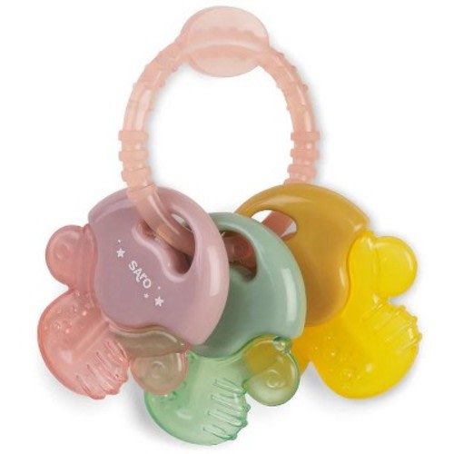 SASARO Blossom Pink Water Teether Keys: Teething Relief for Baby Girls - Cold Teething Toys, Gum Massager, Sensory Play, Baby Essentials