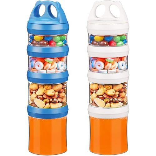 BeneLabel Stackable Food Storage Containers with Twist Lock System - BPA-Free Tritan Containers for Travel, Formula, Protein Powder, Snacks - Leakproof & Dishwasher Safe (Blue and White, 31oz per)