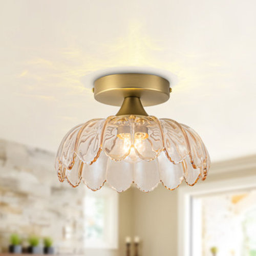 Red Barrel Studio® 1-Light Vintage Texture Glass Semi Flush Mount Ceiling Light | Wayfair