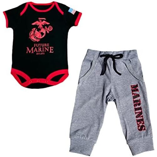 Trooper Clothing U.S.M.C. Future Marine Baby Boys 2-Piece EGA Bodysuit and Jogger Pants Set