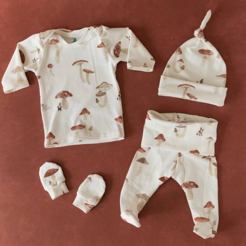Mushroom Baby Outfit, organic baby clothing, mushroom coming home outfit, gender neutral baby outfit, baby gift set, preemie outfit