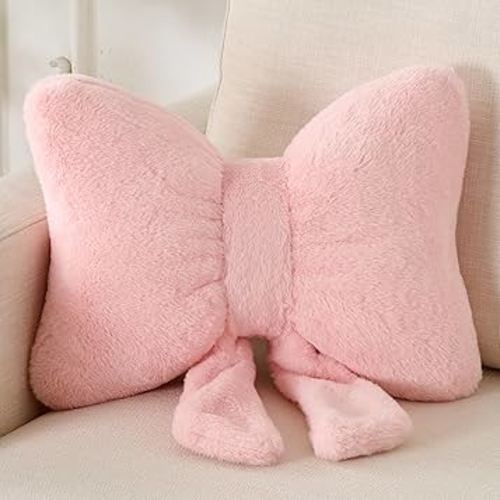Bow Pillow Decorative Pillows Aesthetic Home Decor Soft Seat Cushions Cute Throw Pillow for Couch Bow Room Decor Pink 12 * 9inch