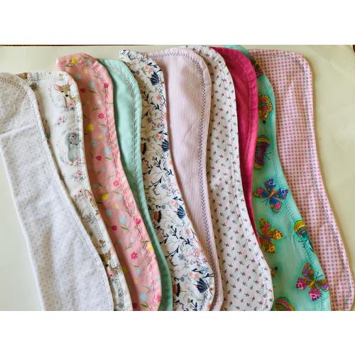 Girls Flannel Burp Cloths - Set of 5 - Fun Girl Fabrics. Two sided with embroidered edges. Handmade and ship free