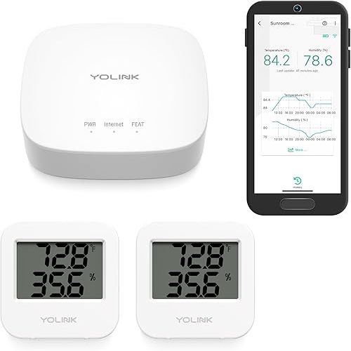 Smart Wireless Temperature/Humidity Sensor Wide Range for Freezer Fridge Monitoring Pet Cage/Tank Monitoring, App Alerts, Text/SMS, Email Alerts, Compatible with Alexa IFTTT, 2 Pack - Hub Included
