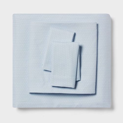 Twin/Twin XL Microfiber Sheet Set Blue Dash - Room Essentials™: Includes Pillowcase, Fits up to 15" Mattress