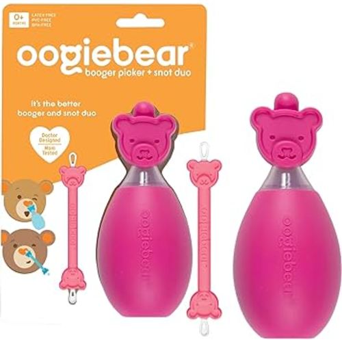 oogiebear: BearPair Baby Nose Cleaner & Ear Wax Removal Tool with Nasal Aspirator - Safe Booger & Earwax Removal for Newborns, Infants, Toddlers - Essential Baby Stuff, Diaper Bag Must-Have - Pink
