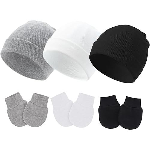 Baby Hats and Mittens Newborn Hats Gloves Infant Beanie Soft Cap Mitten Sets for 0-6 Months Boys Girls