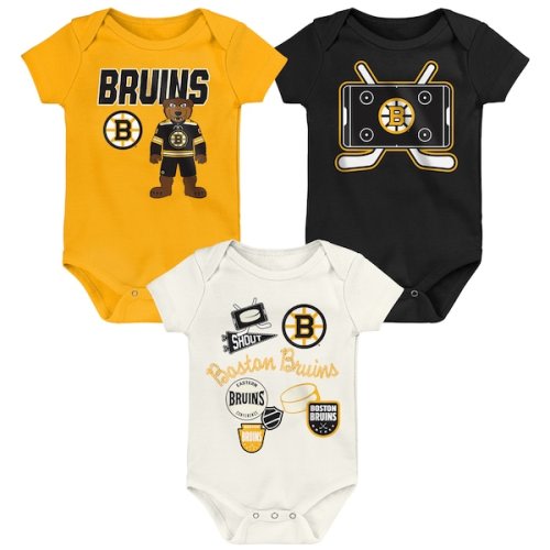 Infant & Newborn Boston Bruins Outerstuff Littlest Player Three-Pack Bodysuit Set