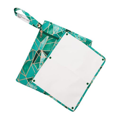 Sarah Wells Pumparoo Wet Dry Bag for Breast Pump Parts – Compact Organizer with Waterproof Pocket, Staging Mat & Fridge Hack – Machine Washable Pumping Accessory (Mosaic)
