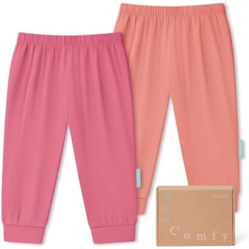 PurComfy Supersoft Baby Pants, 2-Pack Premium Bamboo Viscose Jogger Pants, Elastic Waist, Unisex 0-24 Months
