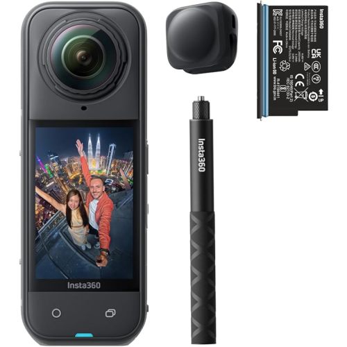 Insta360 X5 Starter Bundle - Waterproof 8K 360° Action Camera, Leading Low Light, Invisible Selfie Stick Effect, Rugged & Replaceable Lens, 3-Hour Battery, Clear Audio, Stabilization