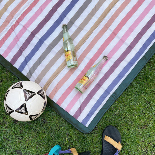 Little Unicorn Outdoor Blanket - Chroma Rugby Stripe, 5 X 5 Ft