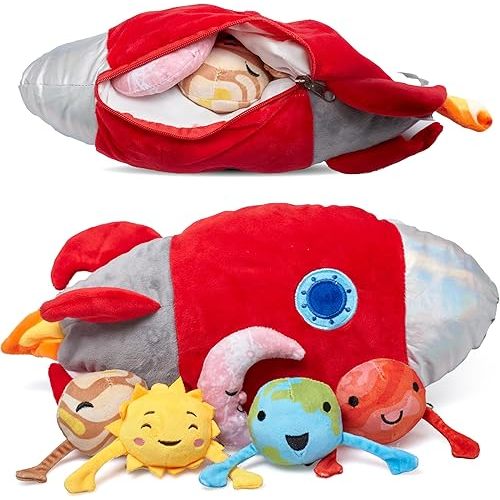 Plush Planets - Set of 5 - Stuffed Soft Toy Rocket with Planets - Educational Stuffed Plushie Set - Portable and Easy to Carry - Multicolor