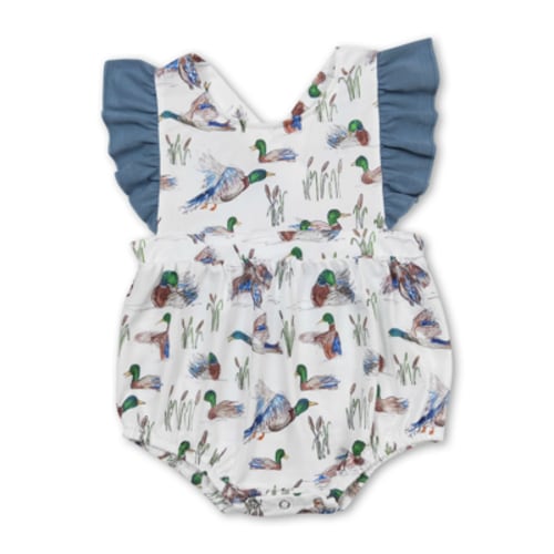 YAWOO Infant Mallard Ducks Baby Girl Bubble Romper,Size 3M-2Years