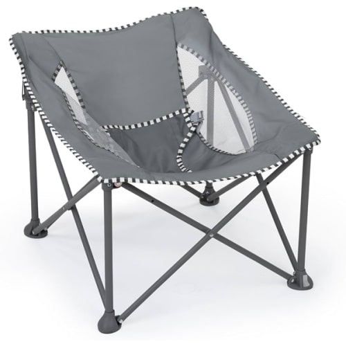 Bright Starts Pop 'N Chill Travel Seat, Indoor/Outdoor Use, Infant Seat with UPF 50+ Canopy, Grey, Ages 0-6 Months