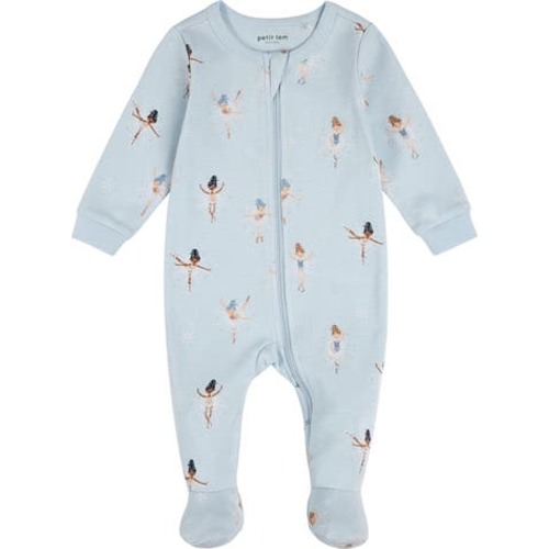 Sugar Plum Fairy Holiday Print Cotton Footed One-Piece Pajamas, Newborn
