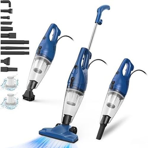 Corded Vacuum Cleaner, 12-in-1 Vacuum Cleaners for Home 15Kpa Power Suction Lightweight Stick Vacuum with Washable HEPA Filter Converts to a Handheld Vacuum for Home, Pet Hair, Carpet, Hard Floors