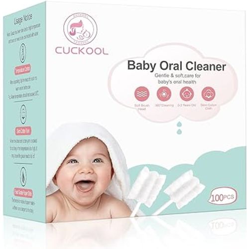 Cuckool [100-Pack] Baby Tongue Cleaner, Baby Oral Cleaner, Upgrade Teeth and Gum Cleaner for Babies and Infants Aged 0-36 Months