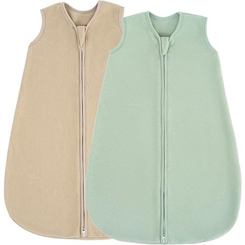JELLYMONI Fleece Baby Sleep Sack 0-6 Months, 2 Pack 1.5 TOG Baby Wearable Blanket Winter Infant Sleep Sack with 2-Way Zipper, Warm Toddler Sleep Sack