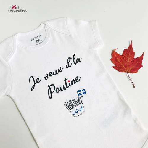 Personalized Poutine food bodysuit, baby Food bodysuit, Poutine food diaper shirt, gift from quebec, custom canada sleeper,bodygrow poutine