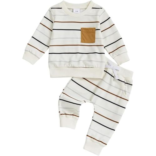 Murnouche Toddler Baby Boy Fall Winter Outfits Letter Crewneck Sweatshirt Casual Pants 2Pcs Clothes Set