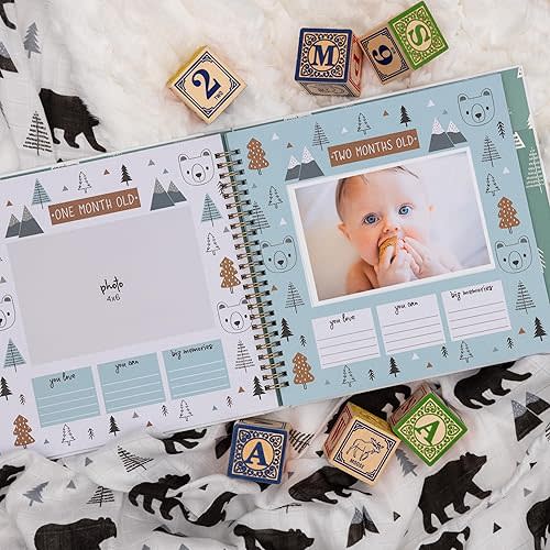 Keepsake Baby Memory Book for Baby Boy or Girl – Timeless Woodland Baby Journal Scrapbook Photo Album for First 5 Years – Milestone Book to Record Every Event from Birth to Age 5